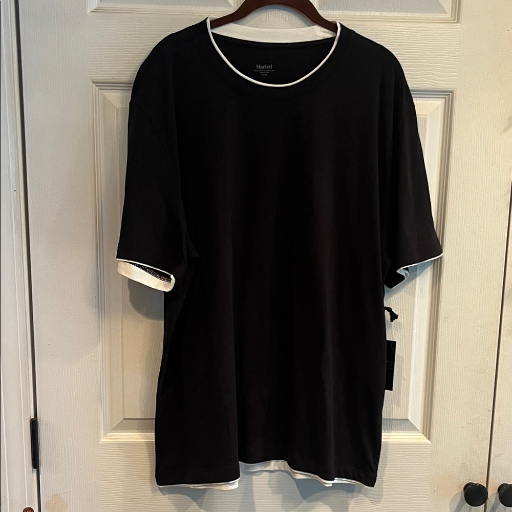 Marled Black Short Sleeve Tee with White Edges